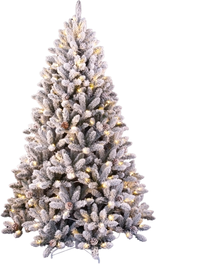 Umělý vánoční stromek 210 cm zasněžený s LED osvětlením
