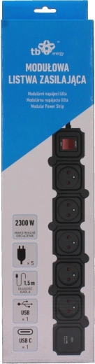 Energy modulární prodlužovací lišta s USB 1,5 m