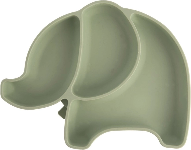 Dětský silikonový dělený talířek slon, zelený 23,5 × 19 × 3,5 cm