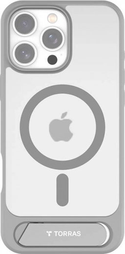 Torras Pstand magnetické pouzdro s kickstandem pro iPhone 16 Pro Max šedé