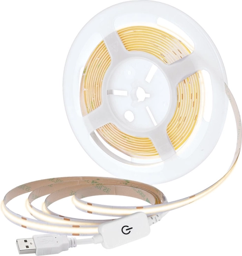Solight LED COB pásek 5 m teplá bílá 3000 K USB s vypínačem 8 mm