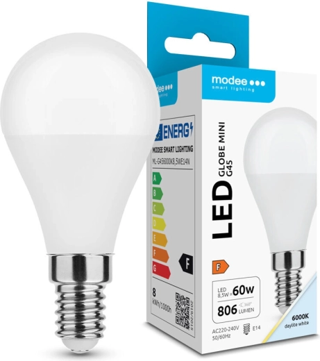 Modee LED žárovka Globe Mini G45 8,5 W E14 806 lm studená bílá