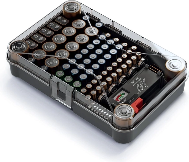 Přehledné uložení všech typů baterií