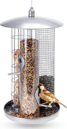 Krmítko pro ptáky kovové trojité na lojové koule 36,5 cm