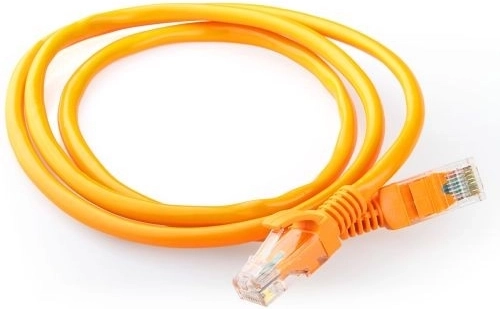 Síťový patch kabel cat 5e utp 0,5 m, oranžový, s litými krytkami