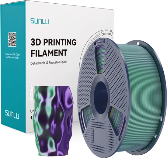 Sunlu pla+ silk dvoubarevný filament zeleno‑fialový