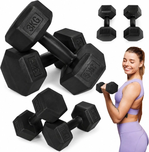 Hexagonální činky MOVEPRO 2×3 kg (černé)