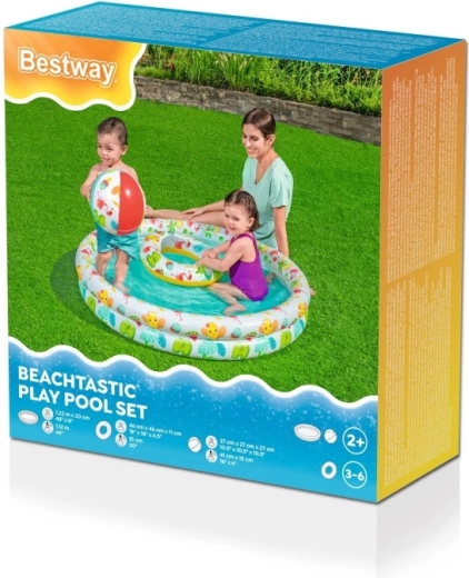 Bestway dětský nafukovací bazének 3 v 1 s míčem a kruhem 122 cm – bílá