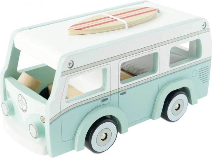 Le Toy Van dřevěný retro karavan s prknem na surf