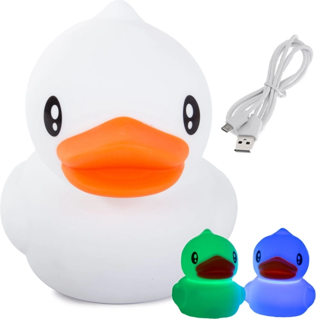 Dětské silikonové noční světlo kachnička s RGB dotykovým ovládáním