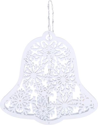 Solight LED dřevěný vánoční zvoneček 30 cm, 9 LED, bílý, s časovačem