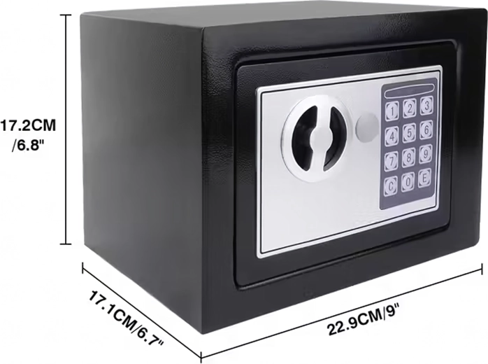Elektronický domácí a kancelářský trezor s kódovým zámkem a nouzovým klíčem
