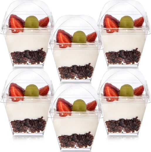 Plastové pohárky na dezerty a snacky s víčky 180 ml, 6 ks