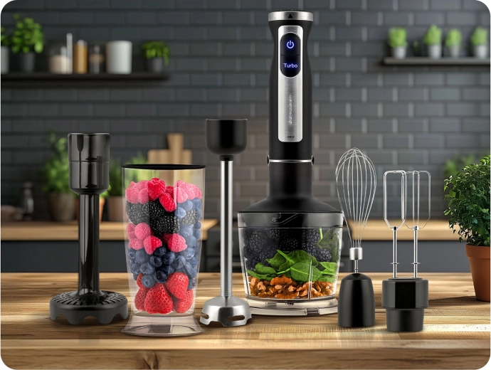 Výkon 1500 W a Turbo pro bleskové mixování