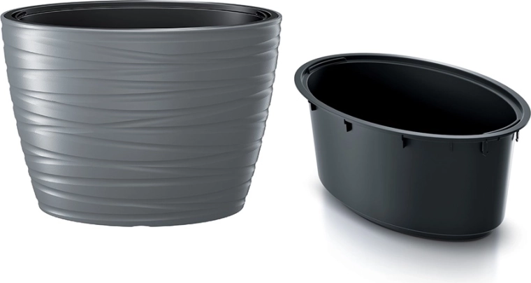 Oválný květináč s vložkou MAZE 58,5 cm – šedý kámen