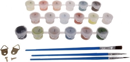 Akrylové barvy a 3 štětce v balení