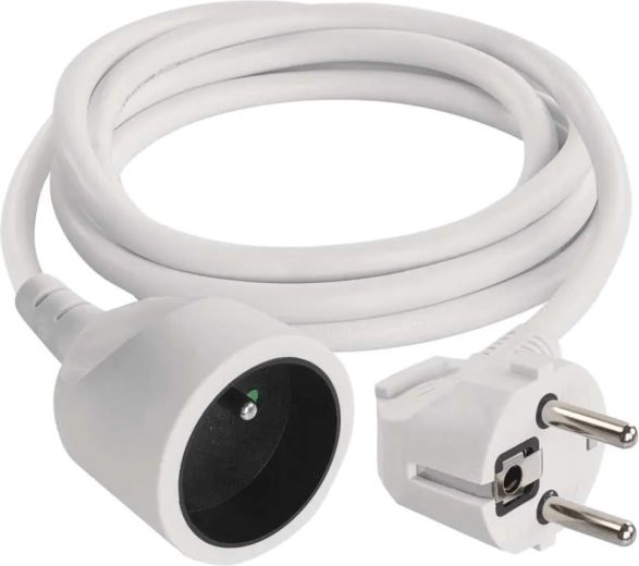 Predlžovací kábel EMOS 1,5 m, 1 zásuvka, biela