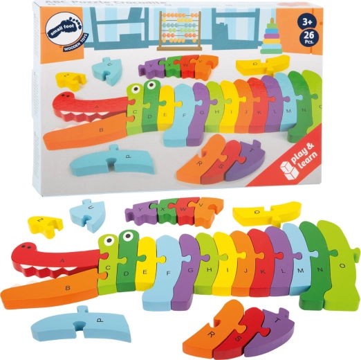 Dřevěné puzzle krokodýl pro výuku abecedy