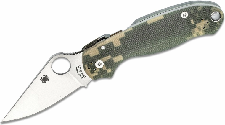 Taktický kapesní nůž Spyderco Para 3 Camo 7,5 cm, saténový povrch, G10
