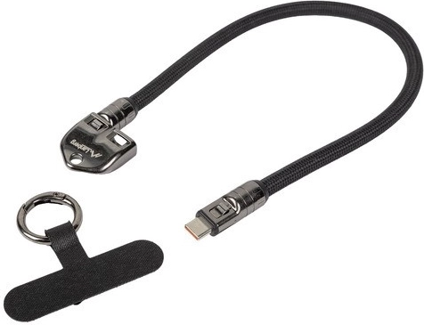 Lanberg USB-C kabel s přívěskem a poutkem 30 cm 240 W černý