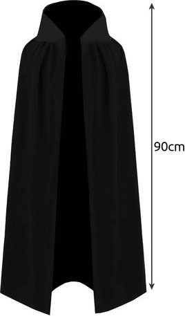 Dlouhý černý plášť s límcem (90 cm)