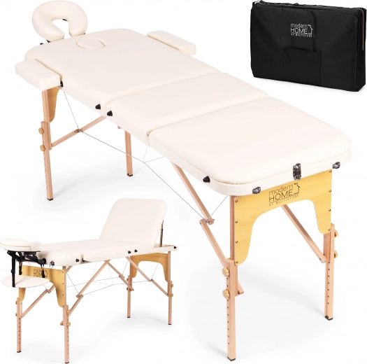 Dřevěné skládací masážní a rehabilitační lehátko 3dílné v kufru s taškou modernhome
