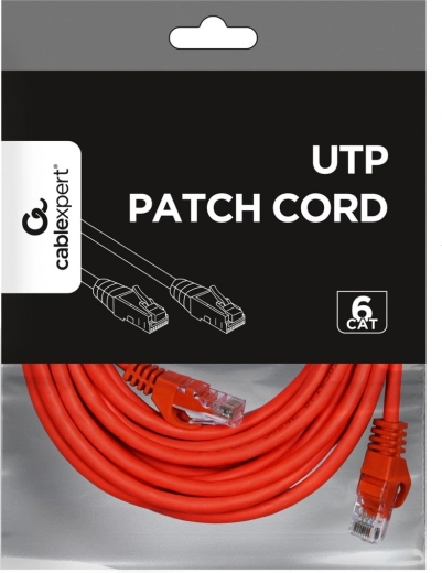 Síťový patch kabel Cat. 6 UTP 5 m červený