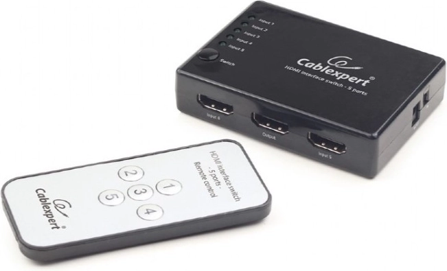 HDMI přepínač s dálkovým ovládáním, 5 vstupů na 1 výstup