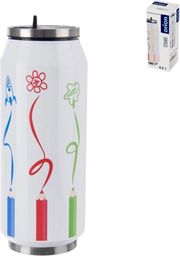 Termohrnek ve tvaru plechovky s motivem pastelek 500 ml