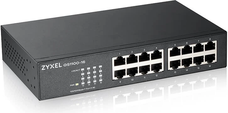 Zyxel gigabitový neřízený switch gs1100 s 16 porty