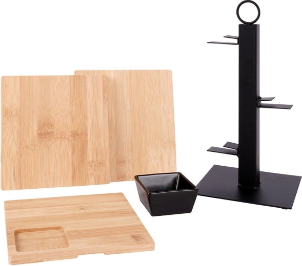 Bambusové tácy a miska na dipy v sadě