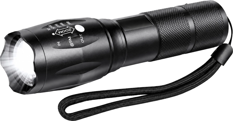 Taktická LED svítilna T6 s voděodolností a zoomem - 1 kus