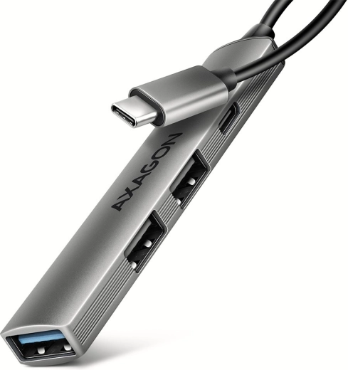 Axagon hue-stc hliníkový usb-c hub 4port (1× usb-a 5 gbps, 2× usb-a 2.0, 1× usb-c 2.0, 12 cm kabel)