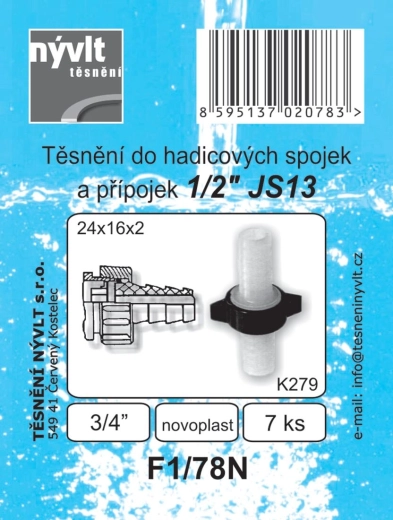 Těsnění pro hadicové přípojky a spojky 3/4" 24 × 16 × 2 mm, sada 7 ks