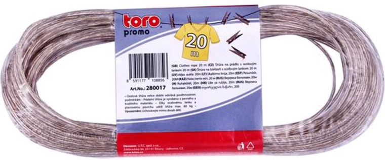 Šňůra na prádlo s ocelovým lankem Toro 20 m