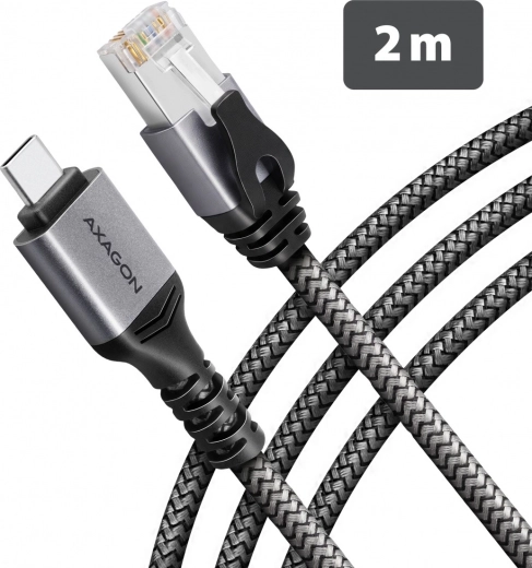 AXAGON USB-C gigabitový ethernetový adaptér s integrovaným kabelem CAT6 RJ-45 2 m