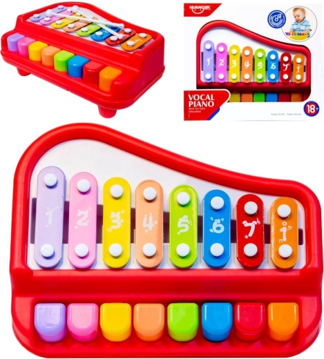 Huanger vokální piano – dětské varhánky a xylofon červené - 1 kus