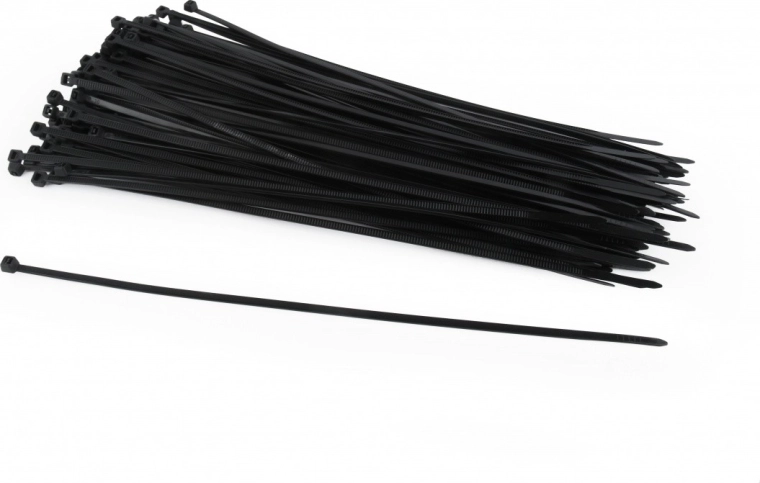 Černé nylonové stahovací pásky 25 cm × 3,6 mm - 100 ks