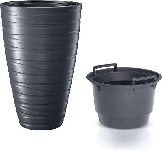 Vysoký květináč s vložkou MAZE 37,5 cm – antracit