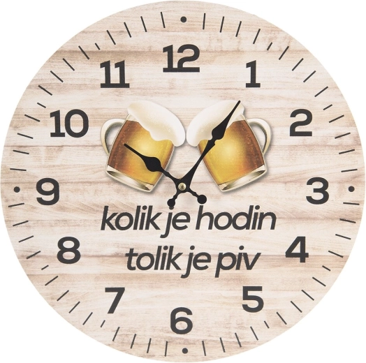 Nástěnné hodiny Kolik je… dřevěné 34 cm