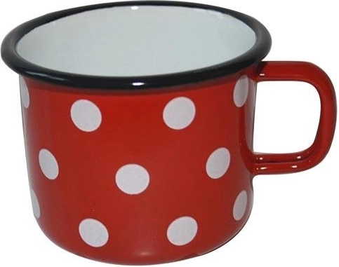 Smaltovaný hrnek Puntík 0,5 l červený