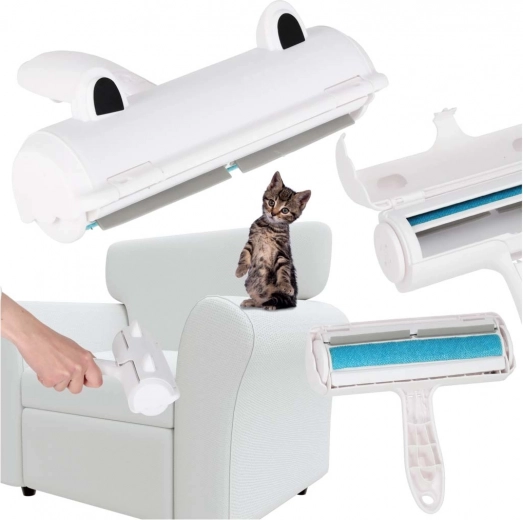 Odstraňovač zvířecích chlupů na oblečení a čalounění, bílý/modrý, znovupoužitelný váleček