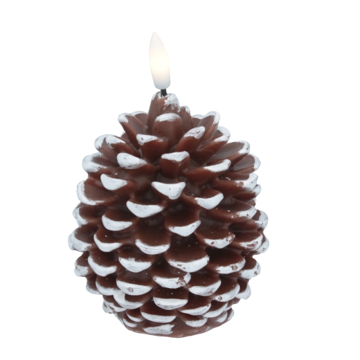 LED svíčka ve tvaru šišky z pravého vosku, teplá bílá - 1 kus