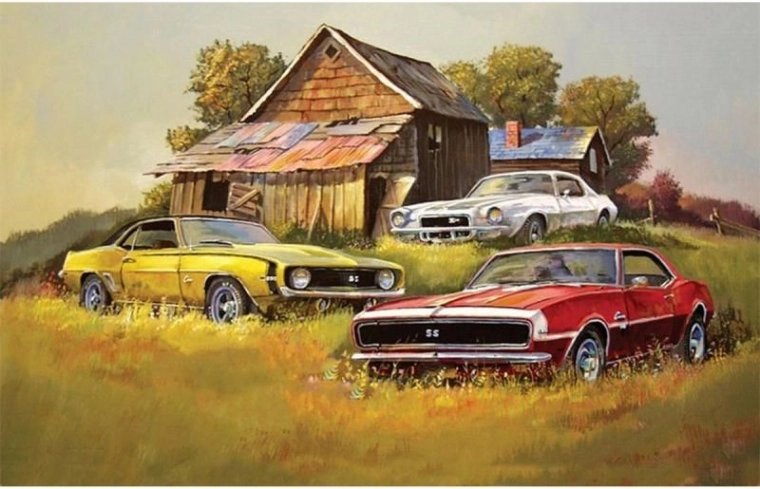 Diamantová mozaika Chevrolet Camaro SS – 3 klasiky 40 × 30 cm - 1 kus