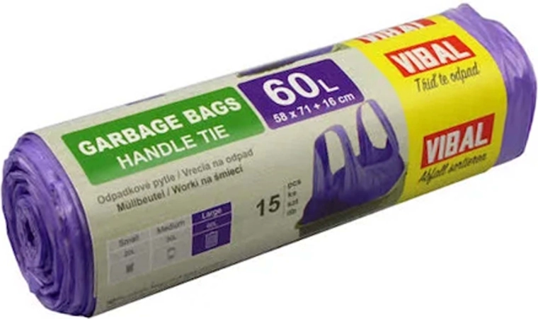 Fialové zatahovací pytle na odpad 60 l - 10 ks
