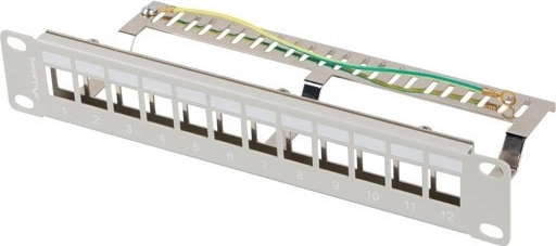 Patch panel 12 portů 1U 10" FTP s organizérem pro keystone moduly, šedý