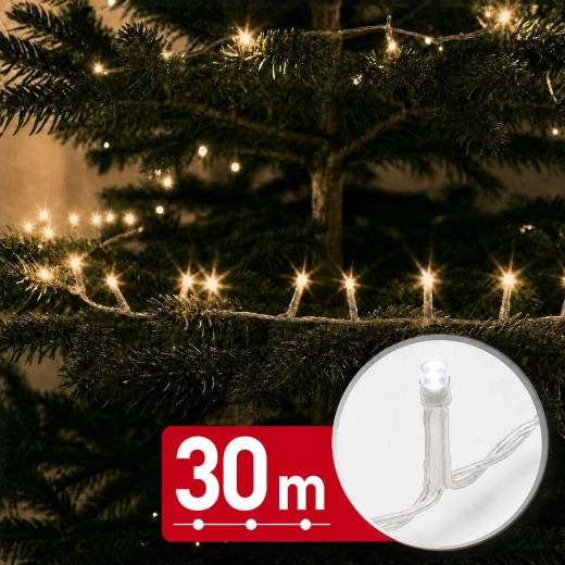 LED světelný řetěz 30 m s 600 LED, teplá bílá