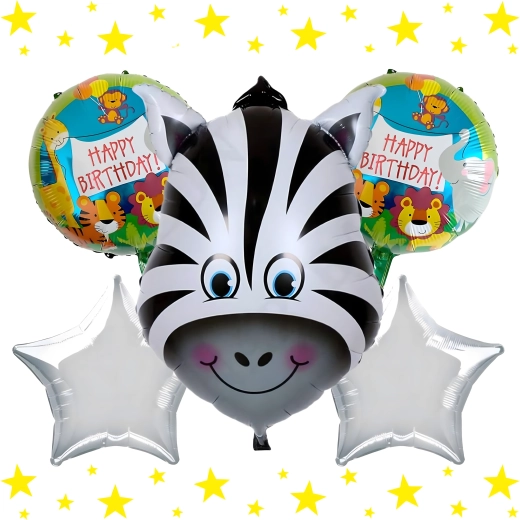 Sada narozeninových balónků žirafa, zvířátka na oslavu, 5 ks