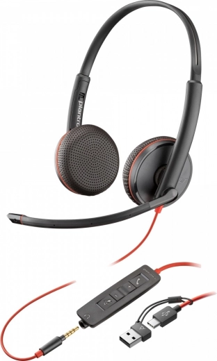 Headset POLY Blackwire 3225 USB‑C s adaptérem USB‑A a 3,5mm