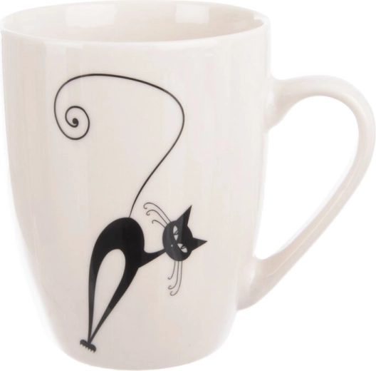 Porcelánový hrnek s motivem kočky černo-bílý 370 ml